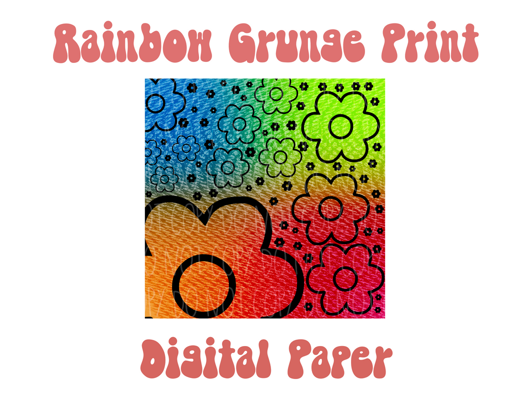 Rainbow Daisy Grunge Digital Paper