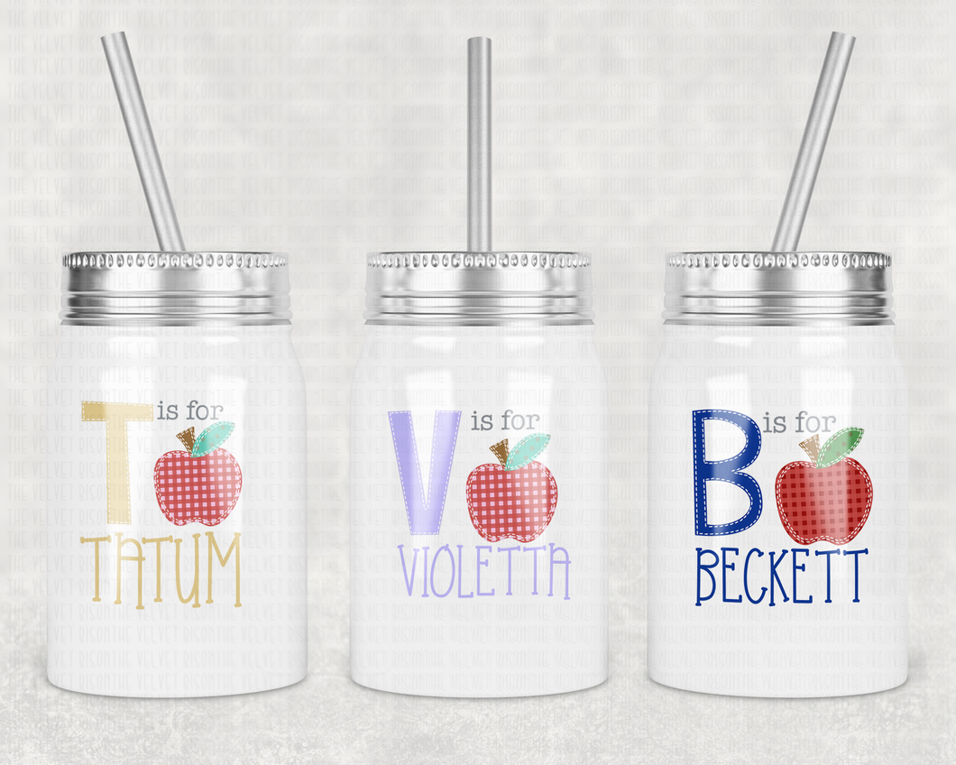 Alphabet Mason Jar Tumbler