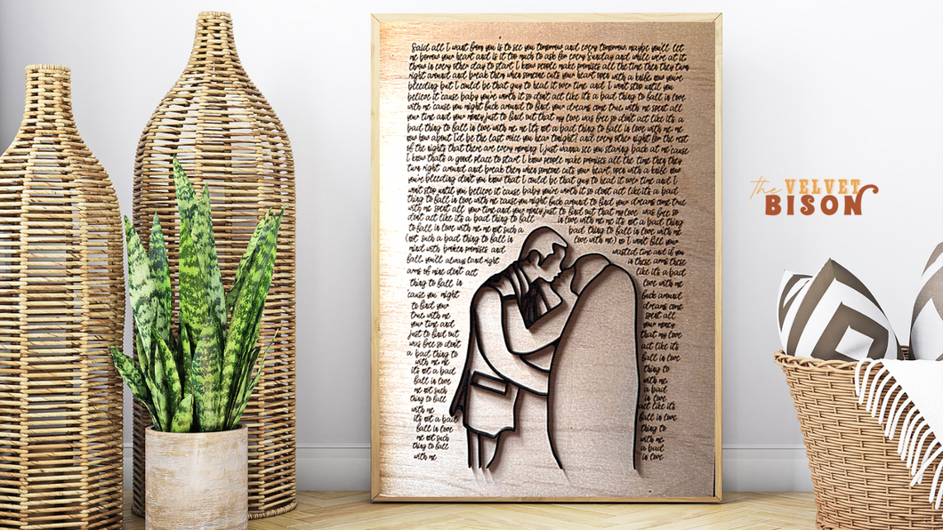 Custom Framed Wood Line Art Portrait